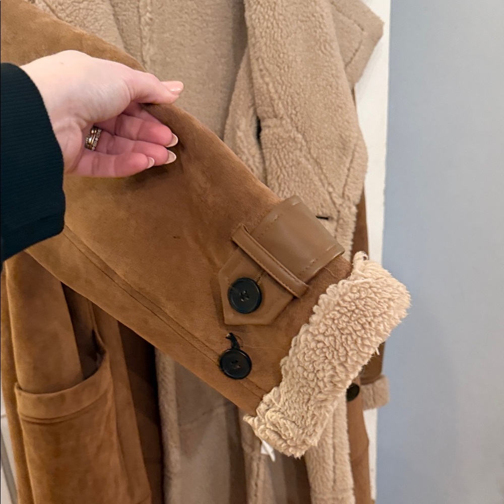 Avec Les Filles Beige Shearling Coat - Picture 5 of 6